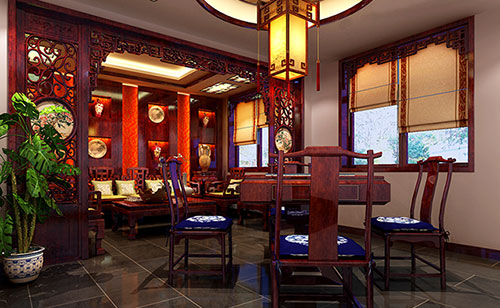 坦洲镇古典中式风格茶楼包间设计装修效果图